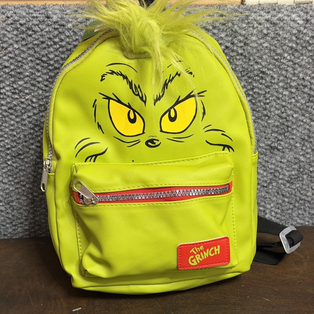 Dr. Seuss The Grinch- 11" Mini Backpack, Purse, bag NWT Faux Leather